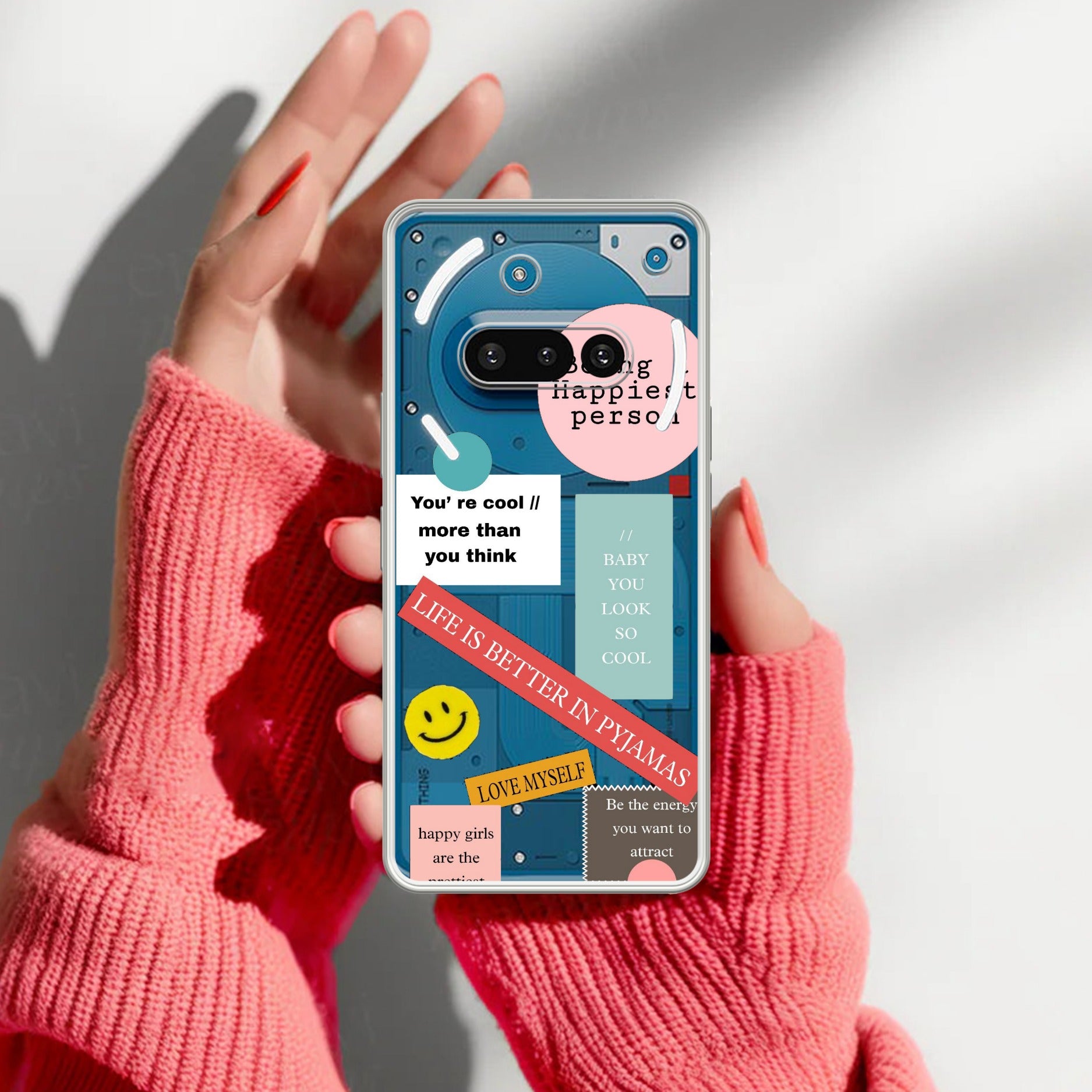 Stickers Happiest Person Anti Yellow Case Peach For Nothing Phone 3A 5G