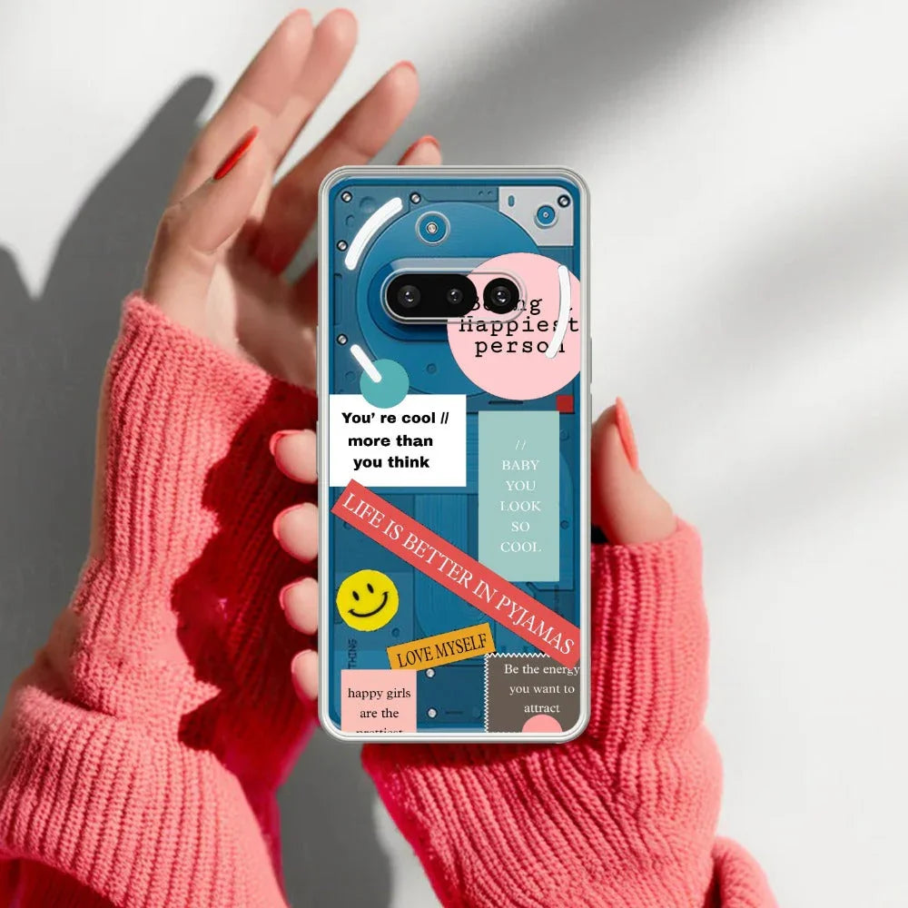 Stickers Happiest Person Transparent Silicon Case Peach For Nothing - ShopOnCliQ