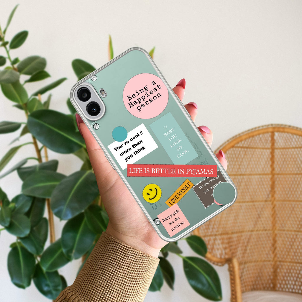 Stickers Happiest Person Anti Yellow Case Peach For CMF Nothing Phone 1 5G