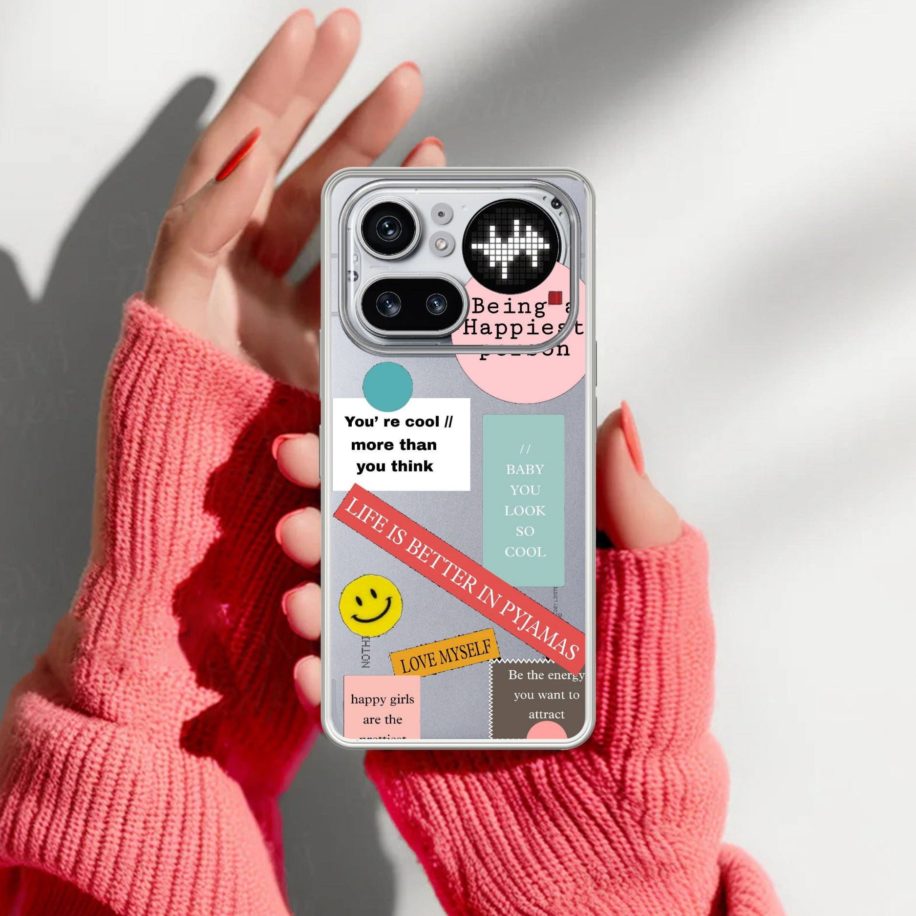 Stickers Happiest Person Anti Yellow Case Peach For Nothing Phone 4A Pro 5G