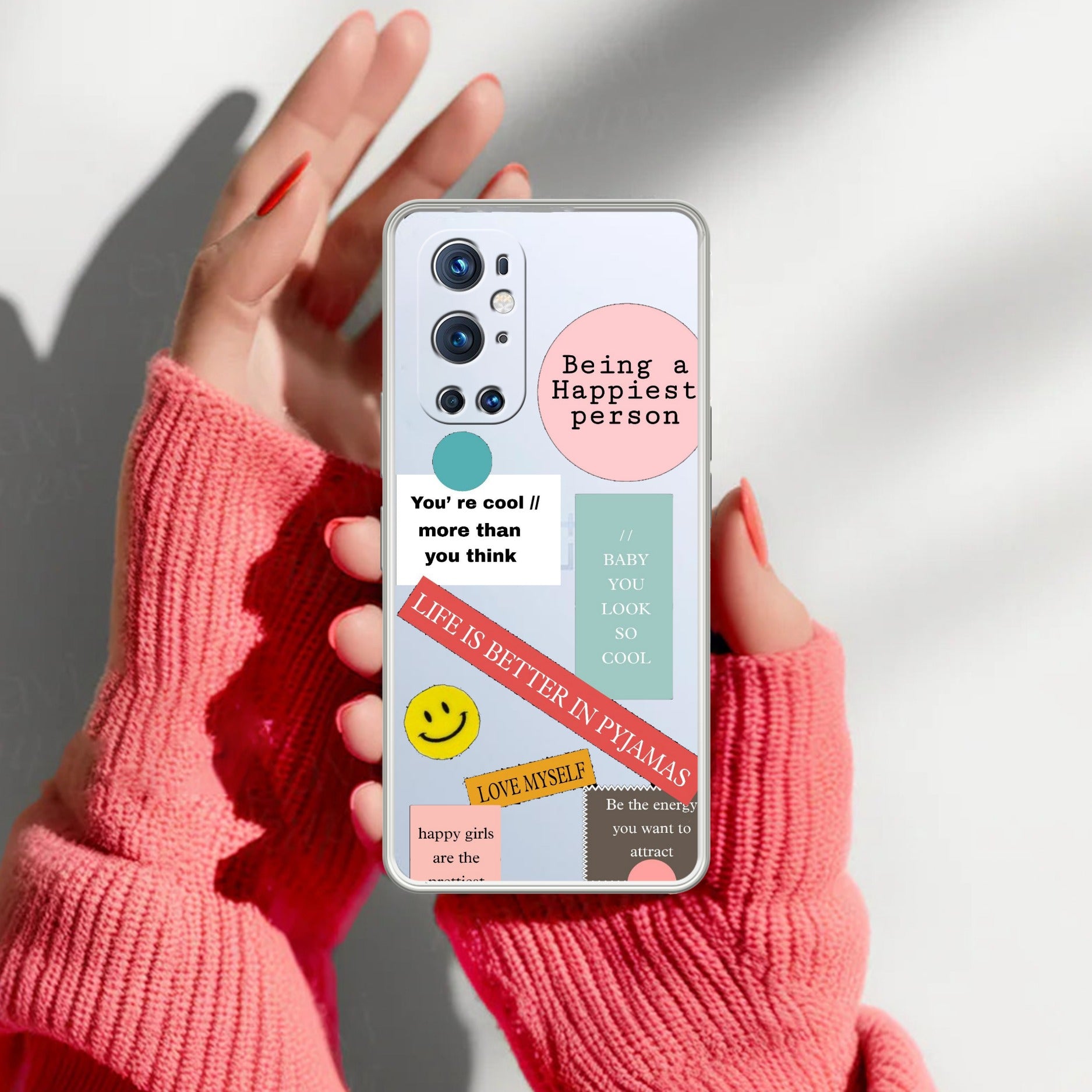 Stickers Happiest Person Transparent Silicon Case Peach For OnePlus