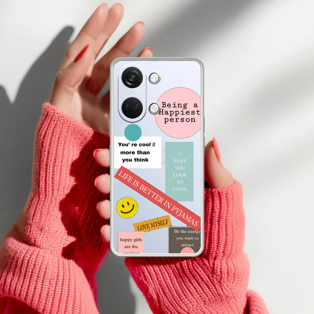 Stickers Happiest Person Anti Yellow Case Peach For OnePlus Nord 3 5G