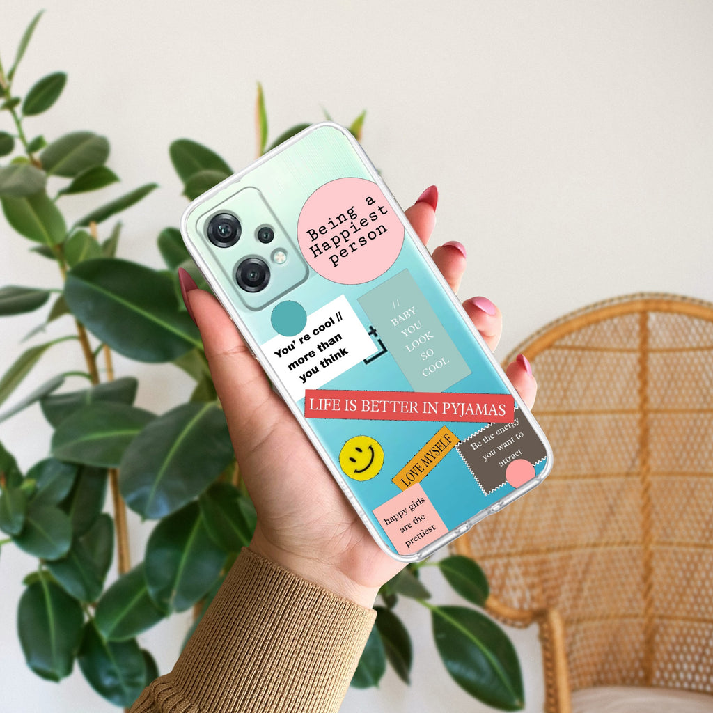 Stickers Happiest Person Anti Yellow Case Peach For OnePlus Nord CE 2 Lite