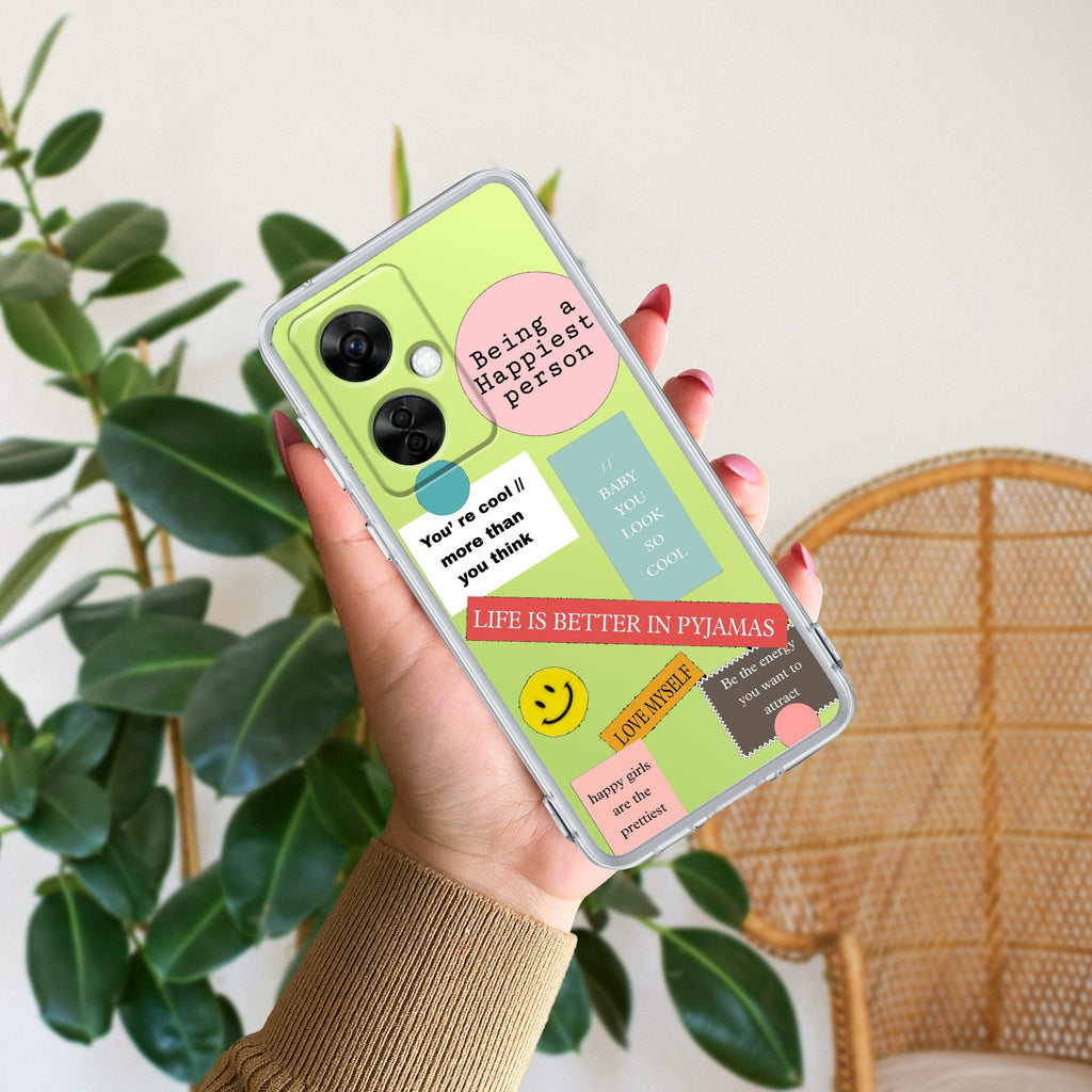 Stickers Happiest Person Anti Yellow Case Peach For OnePlus Nord CE 3 5G