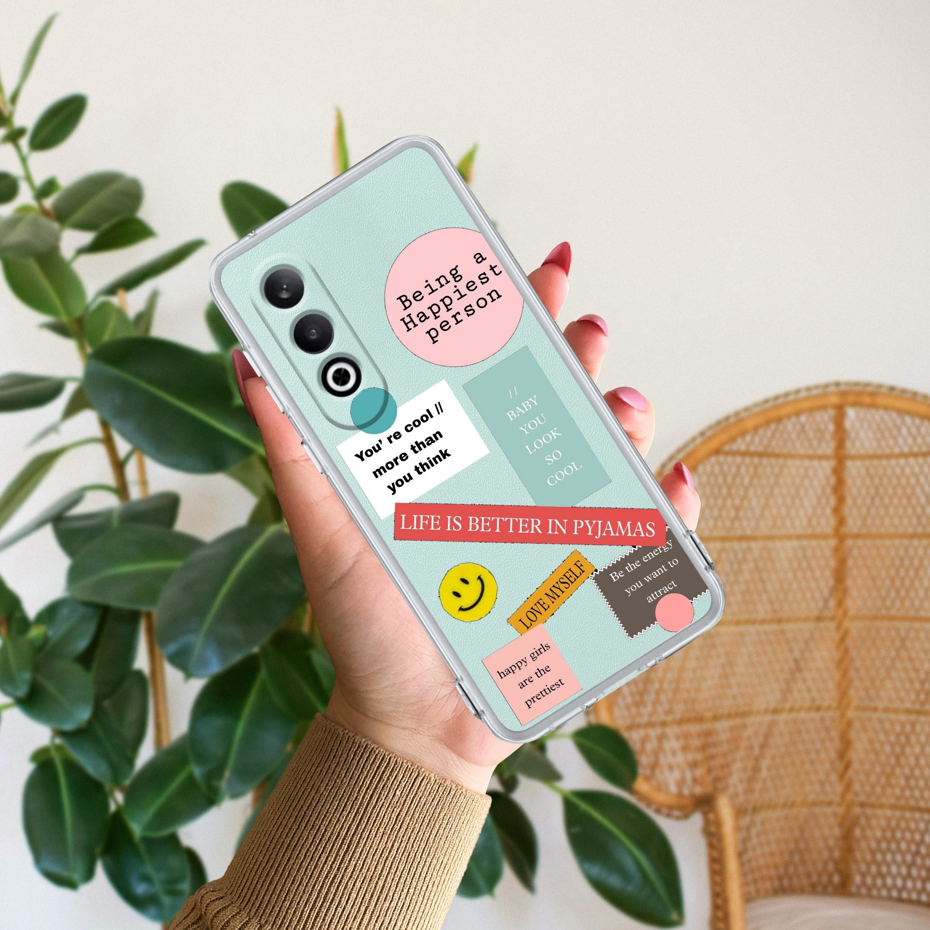 Stickers Happiest Person Anti Yellow Case Peach For OnePlus Nord CE 4 5G