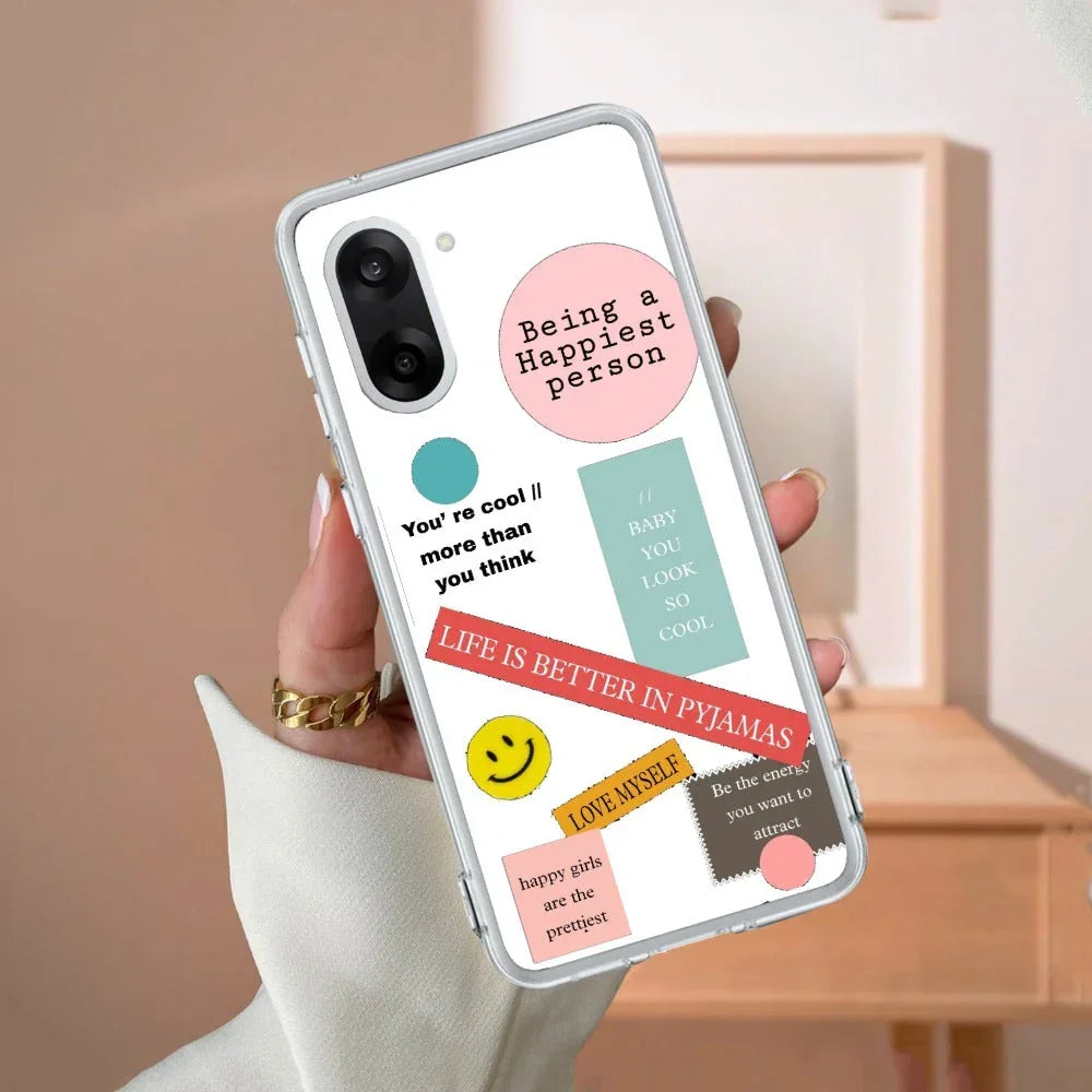 Stickers Happiest Person Transparent Silicon Case Peach For OnePlus - ShopOnCliQ