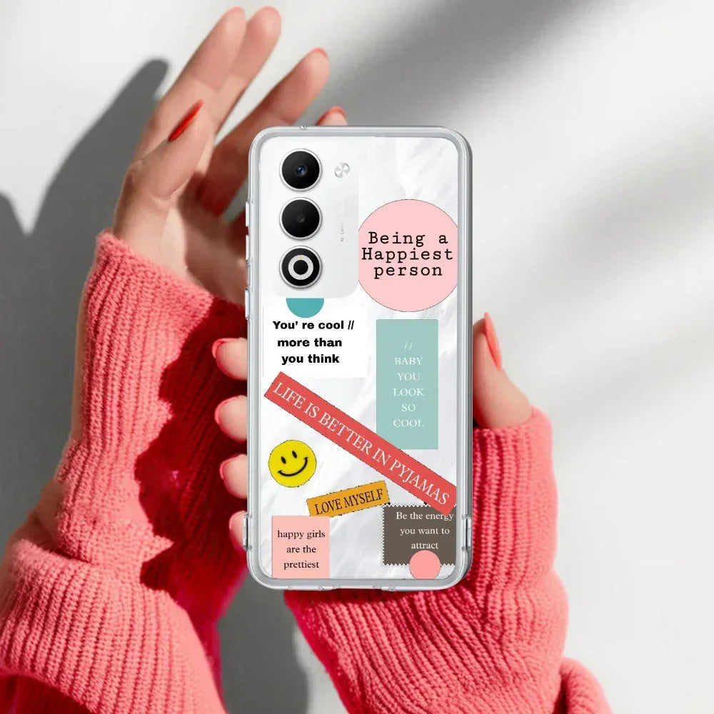 Stickers Happiest Person Anti Yellow Case Peach For Oppo A5 5G