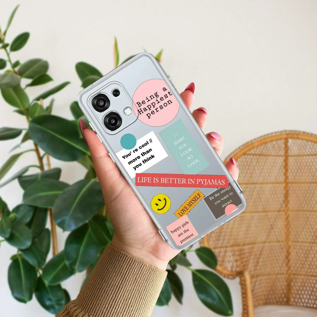 Stickers Happiest Person Anti Yellow Case Peach For Oppo F31 5G