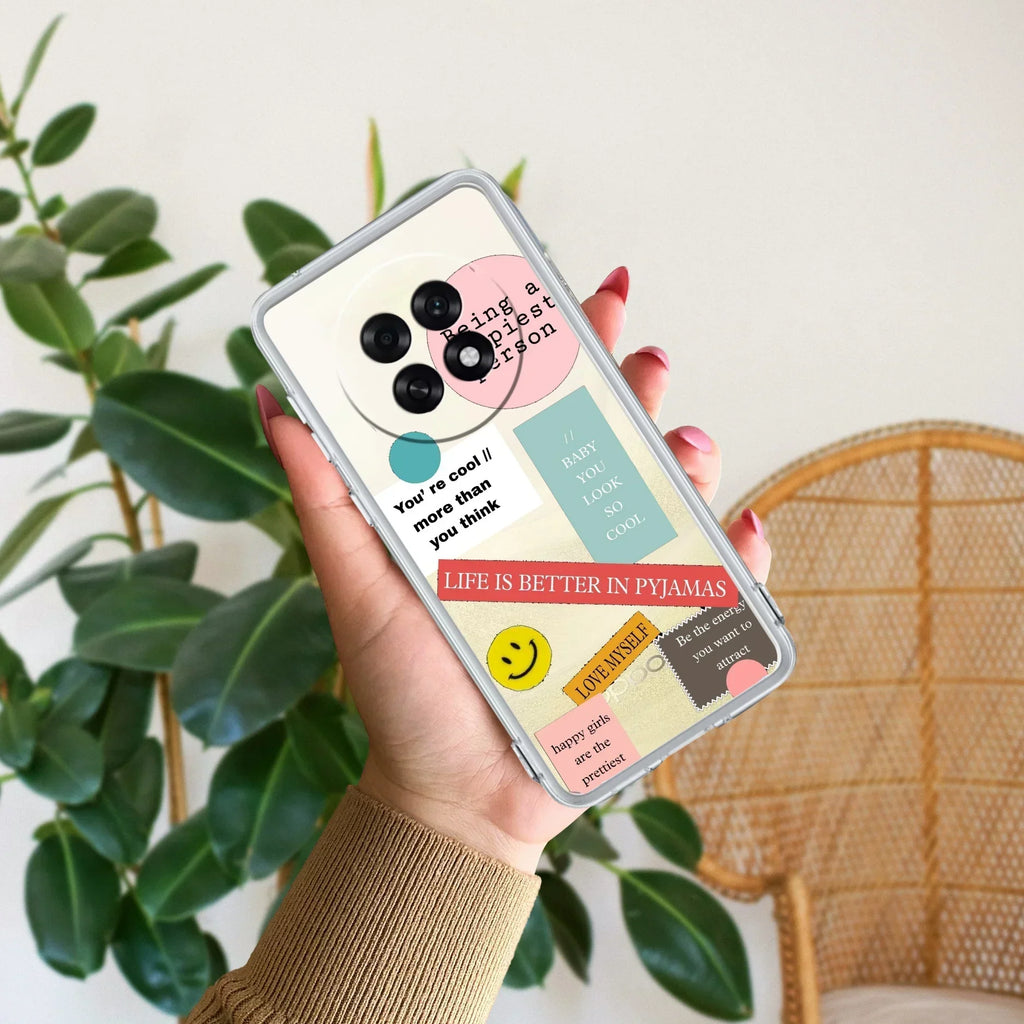Stickers Happiest Person Anti Yellow Case Peach For Oppo F31 Pro Plus 5G