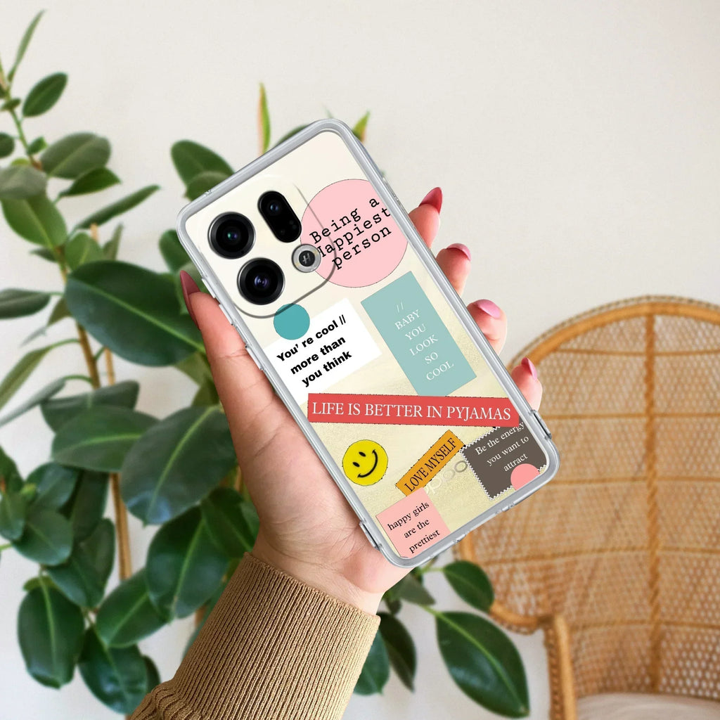 Stickers Happiest Person Anti Yellow Case Peach For Oppo Find X9 5G