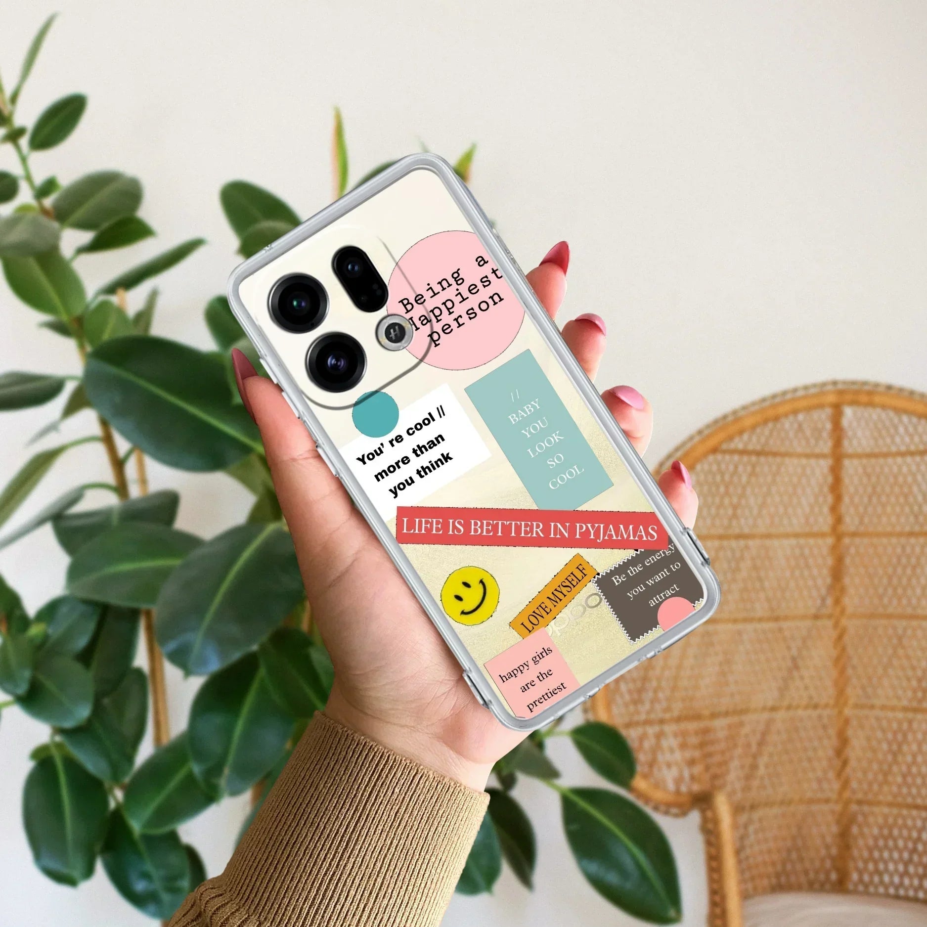 Stickers Happiest Person Anti Yellow Case Peach For Oppo Find X9 5G