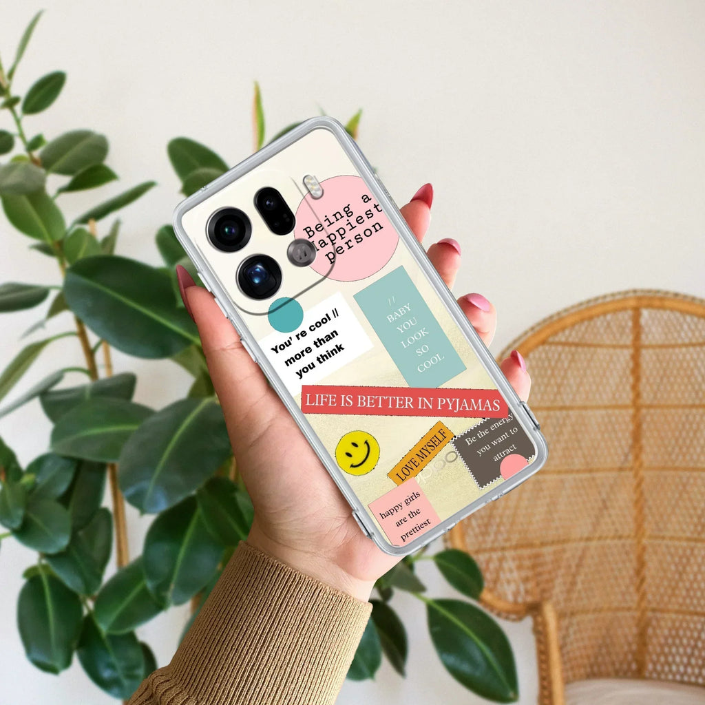 Stickers Happiest Person Anti Yellow Case Peach For Oppo Find X9 Pro 5G