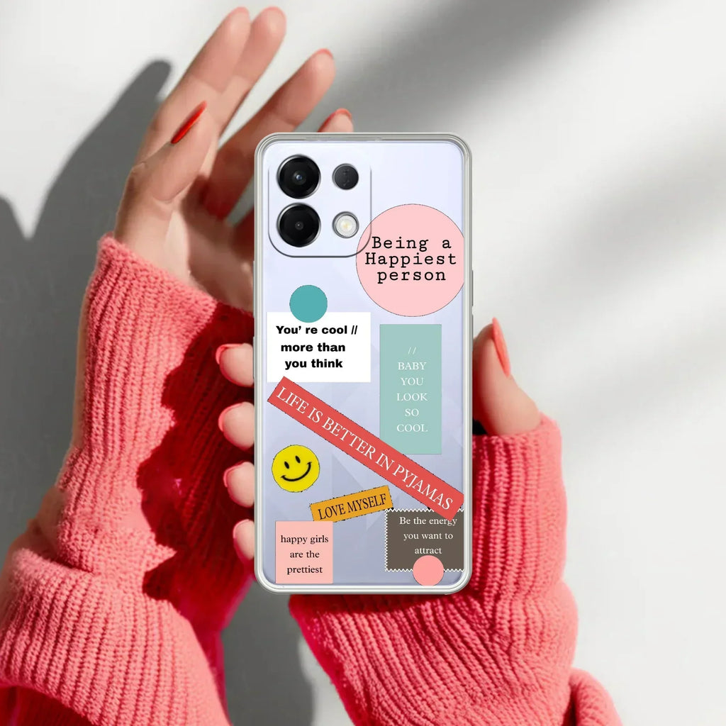 Stickers Happiest Person Anti Yellow Case Peach For Oppo K13 5G