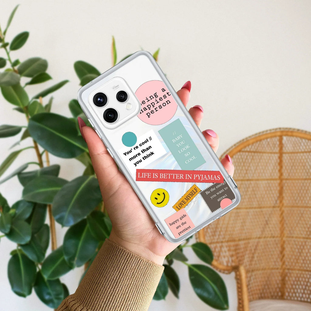 Stickers Happiest Person Anti Yellow Case Peach For Oppo Reno 15 5G