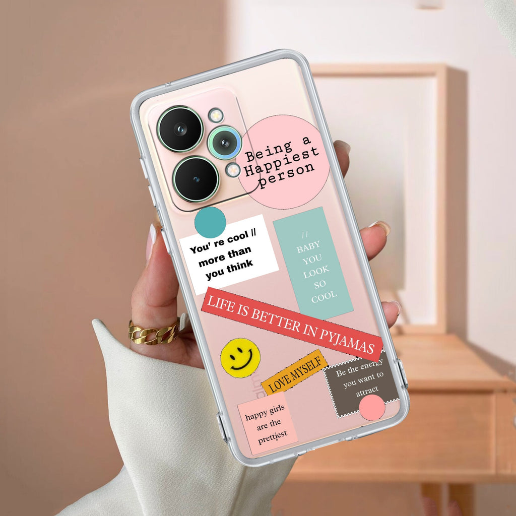 Stickers Happiest Person Anti Yellow Case Peach For Realme 15 Pro 5G
