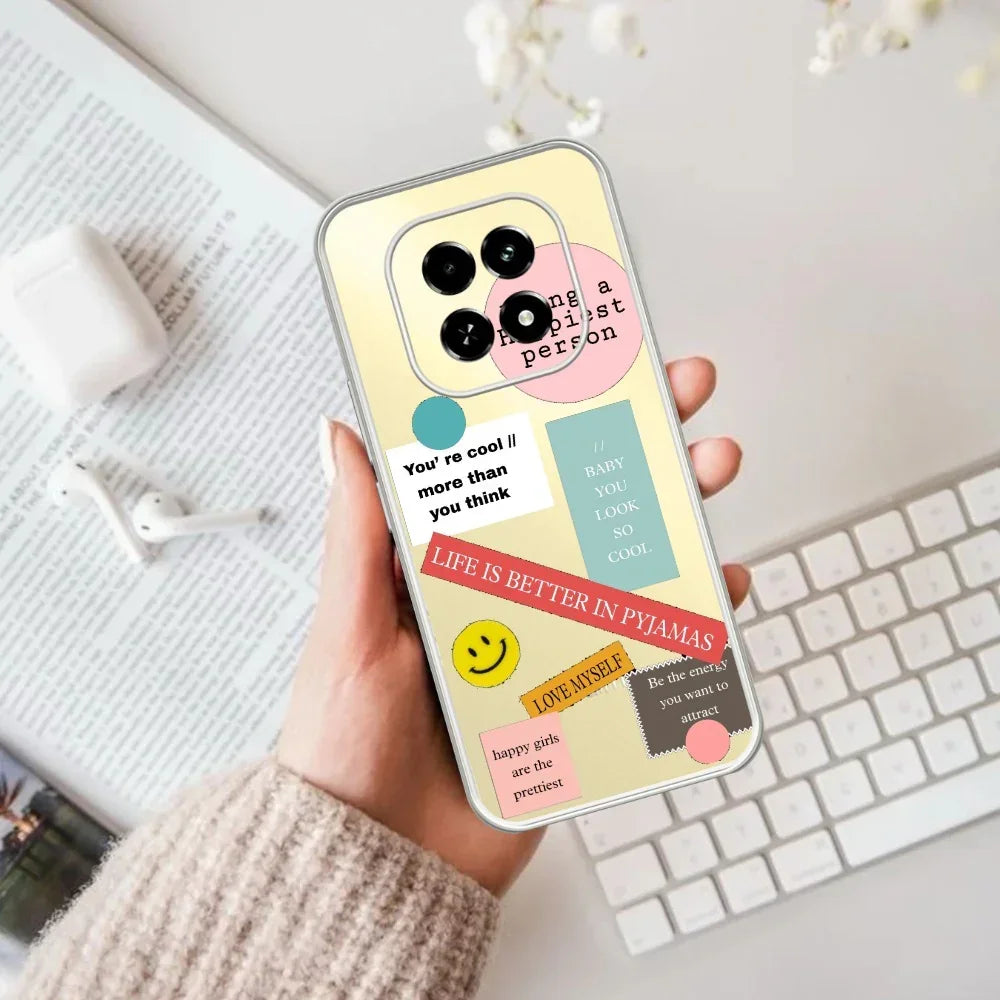 Stickers Happiest Person Transparent Silicon Case Peach For Realme 12 Plus 5G