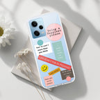 Stickers Happiest Person Transparent Silicon Case Peach For Redmi Note 12 5G