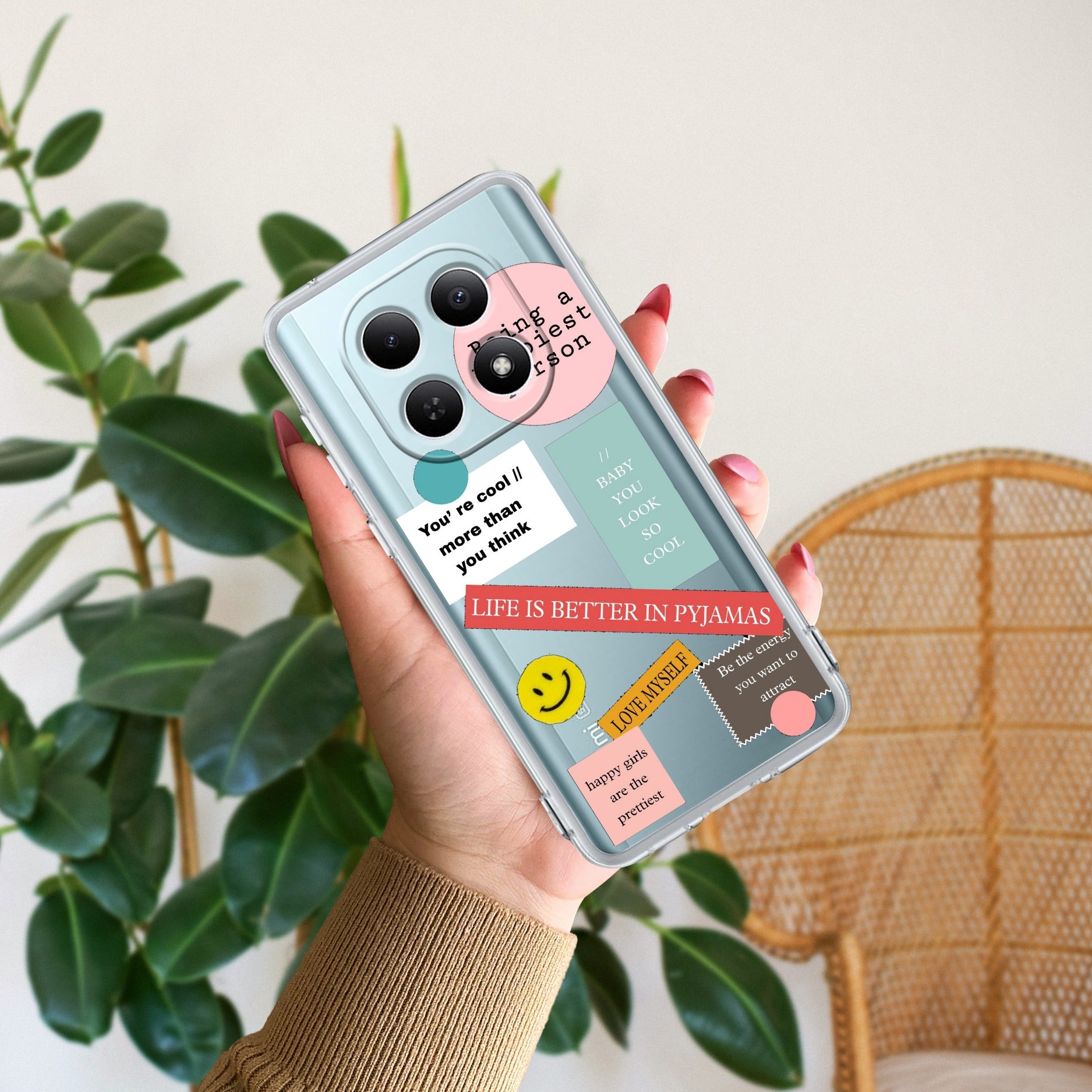Stickers Happiest Person Anti Yellow Case Peach For Redmi Note 15 5G