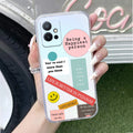Stickers Happiest Person Transparent Silicon Case Peach For Vivo T1 5G