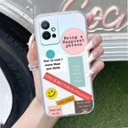 Stickers Happiest Person Transparent Silicon Case Peach For Vivo T2 Pro 5G