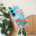 Stickers Happiest Person Transparent Silicon Case Peach For Vivo T2 5G