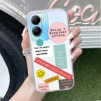Stickers Happiest Person Transparent Silicon Case Peach For Vivo T2x 5G