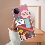 Stickers Happiest Person Transparent Silicon Case Peach For Vivo T1 5G