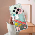 Stickers Happiest Person Transparent Silicon Case Peach For Vivo V25