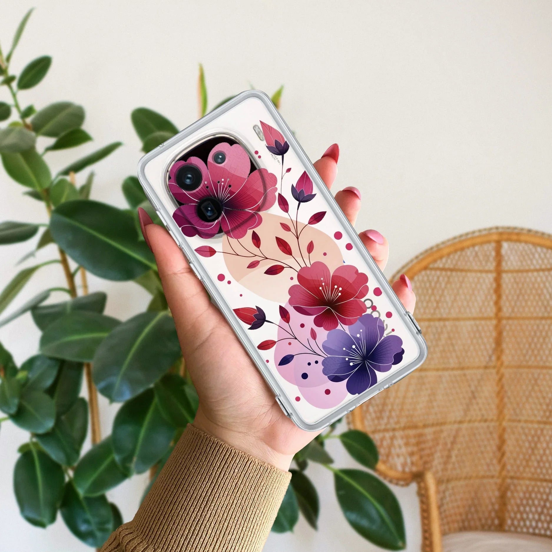 Stunning Floral Transparent Silicon Case For iQOO 12 5G