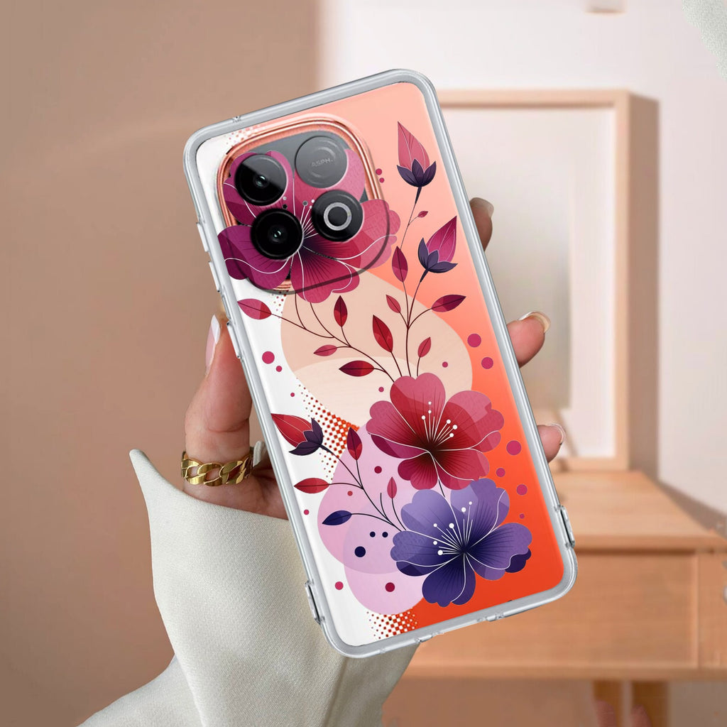 Stunning Floral Transparent Silicon Case For iQOO 9 SE 5G