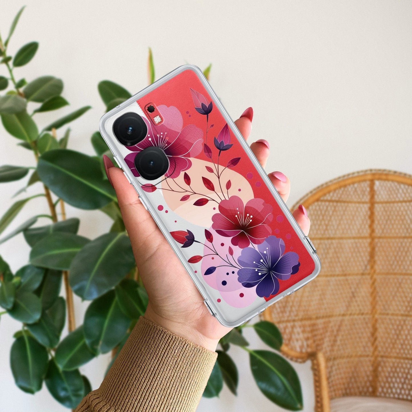 Stunning Floral Transparent Silicon Case For iQOO