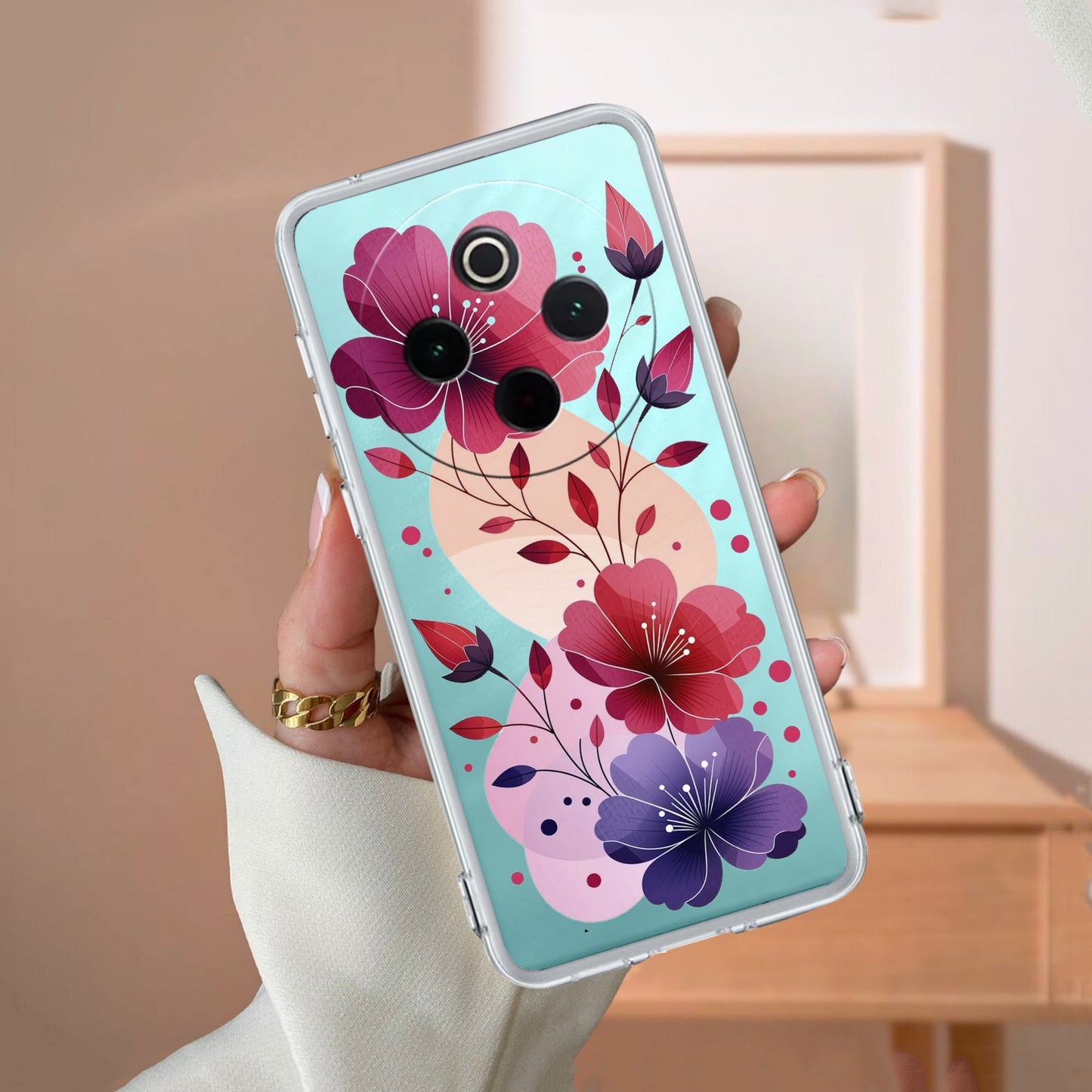 Stunning Floral Transparent Silicon Case For iQOO