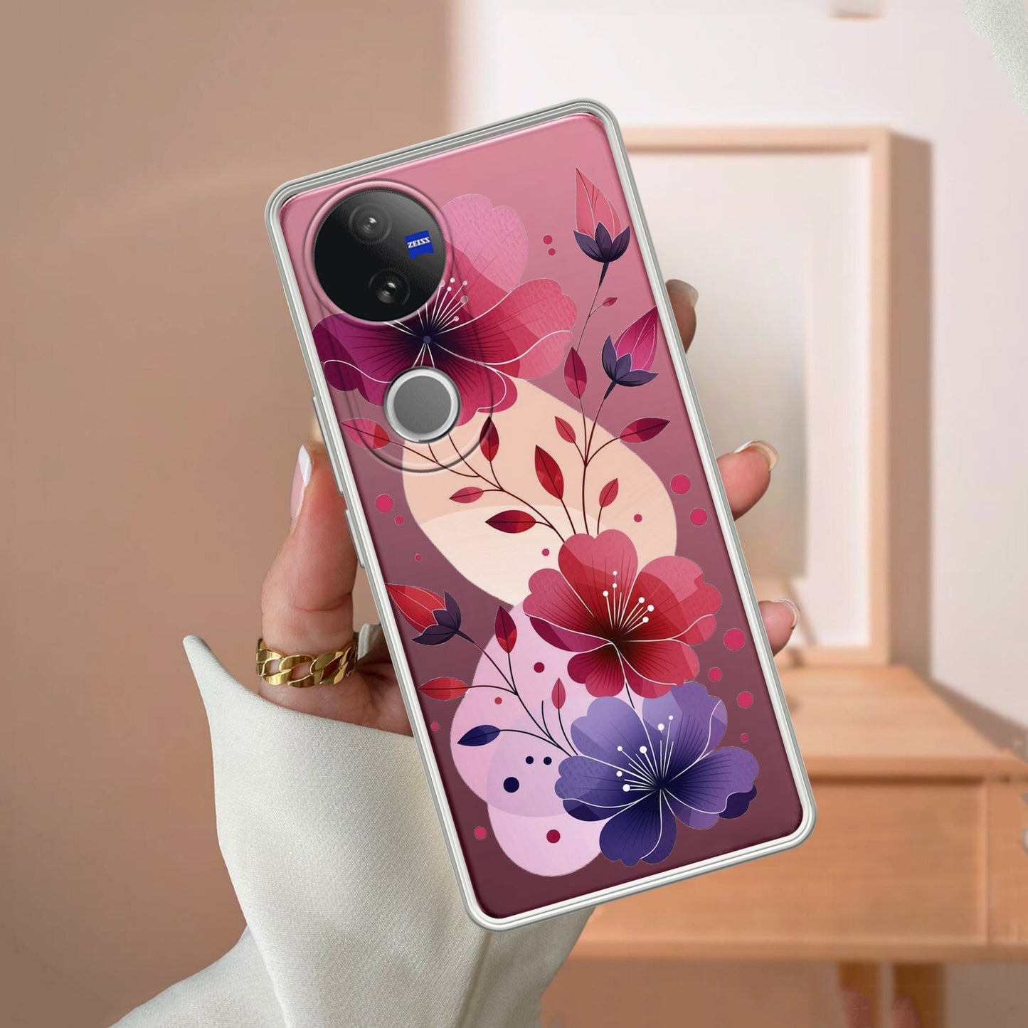 Stunning Floral Transparent Silicon Case For iQOO