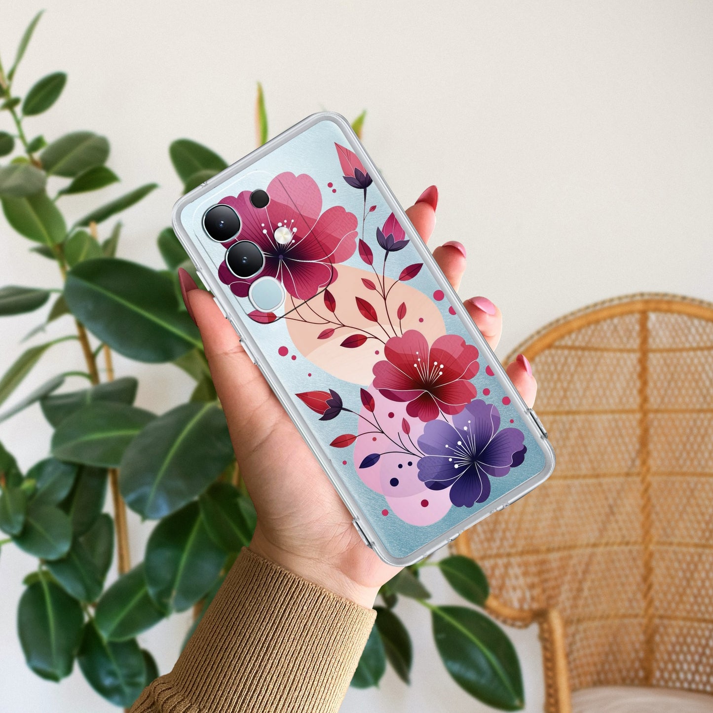 Stunning Floral Transparent Silicon Case For iQOO