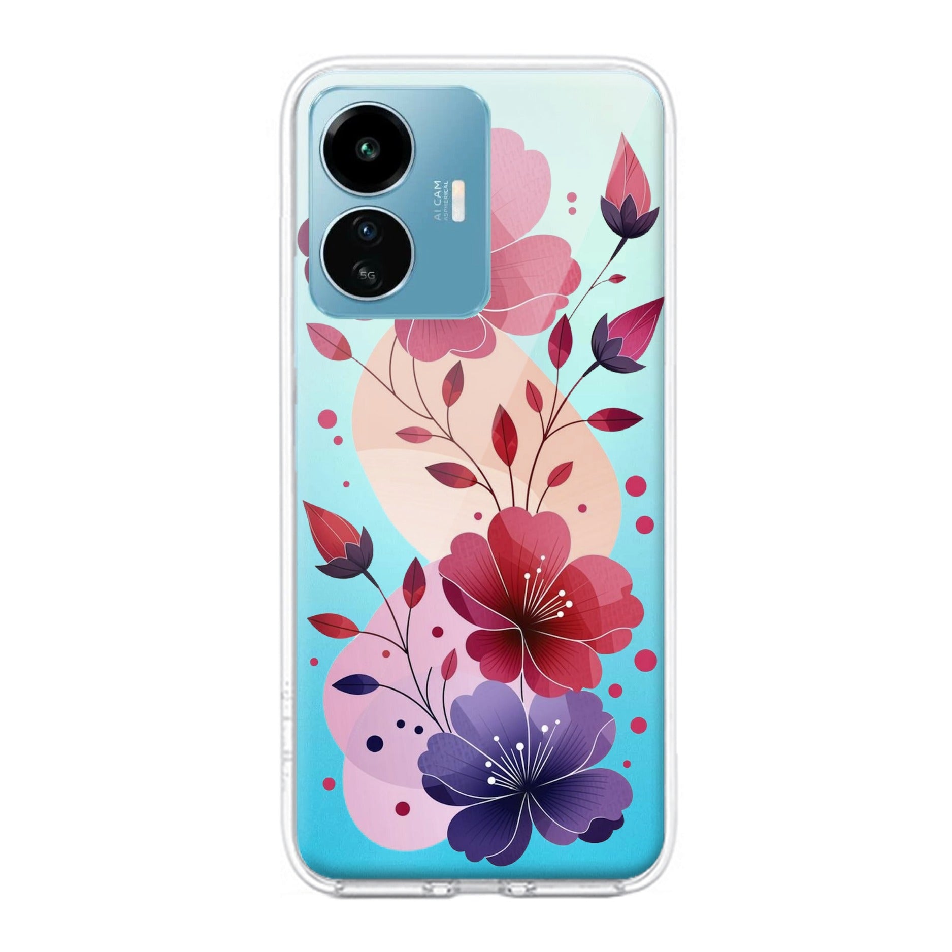 Stunning Floral Transparent Silicon Case For iQOO Z6 Lite 5G