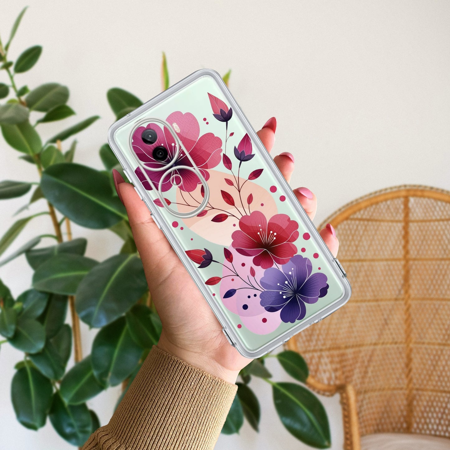 Stunning Floral Transparent Silicon Case For iQOO