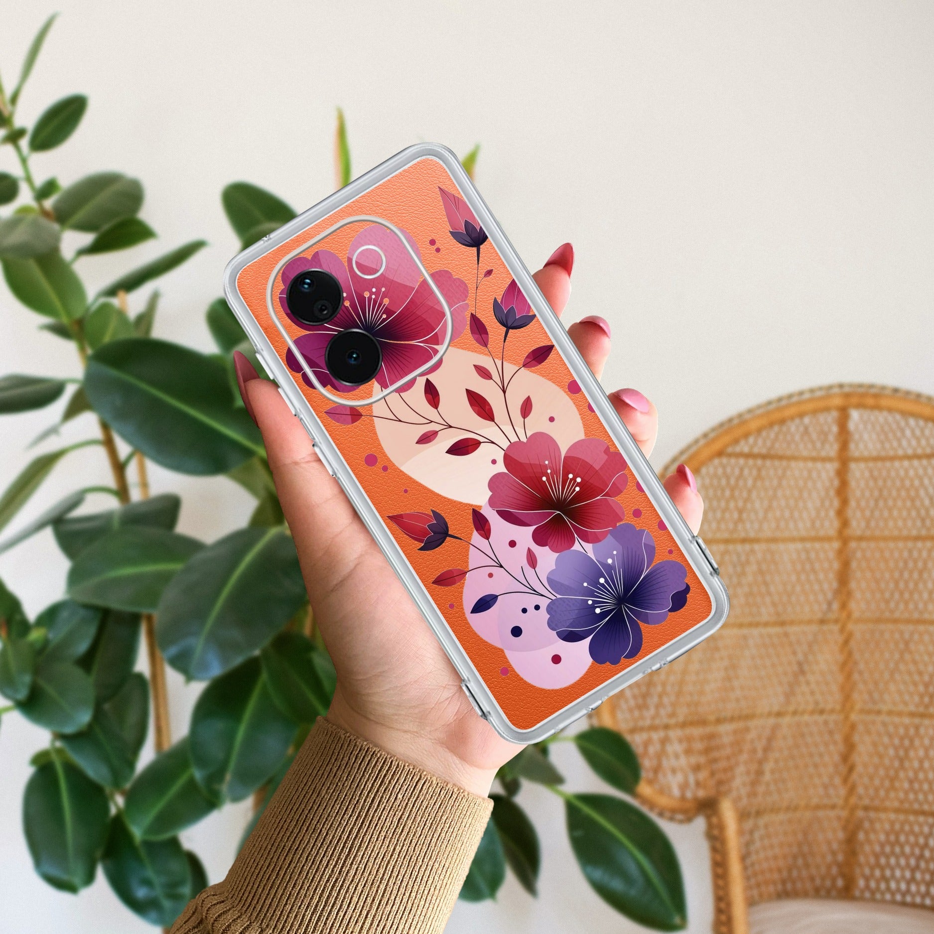 Stunning Floral Transparent Silicon Case For Vivo T3 Pro 5G