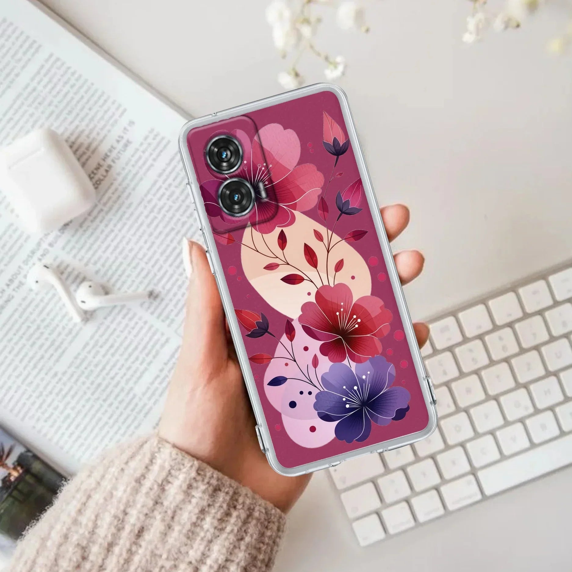 Stunning Floral Transparent Silicon Case For Motorola G85 5G