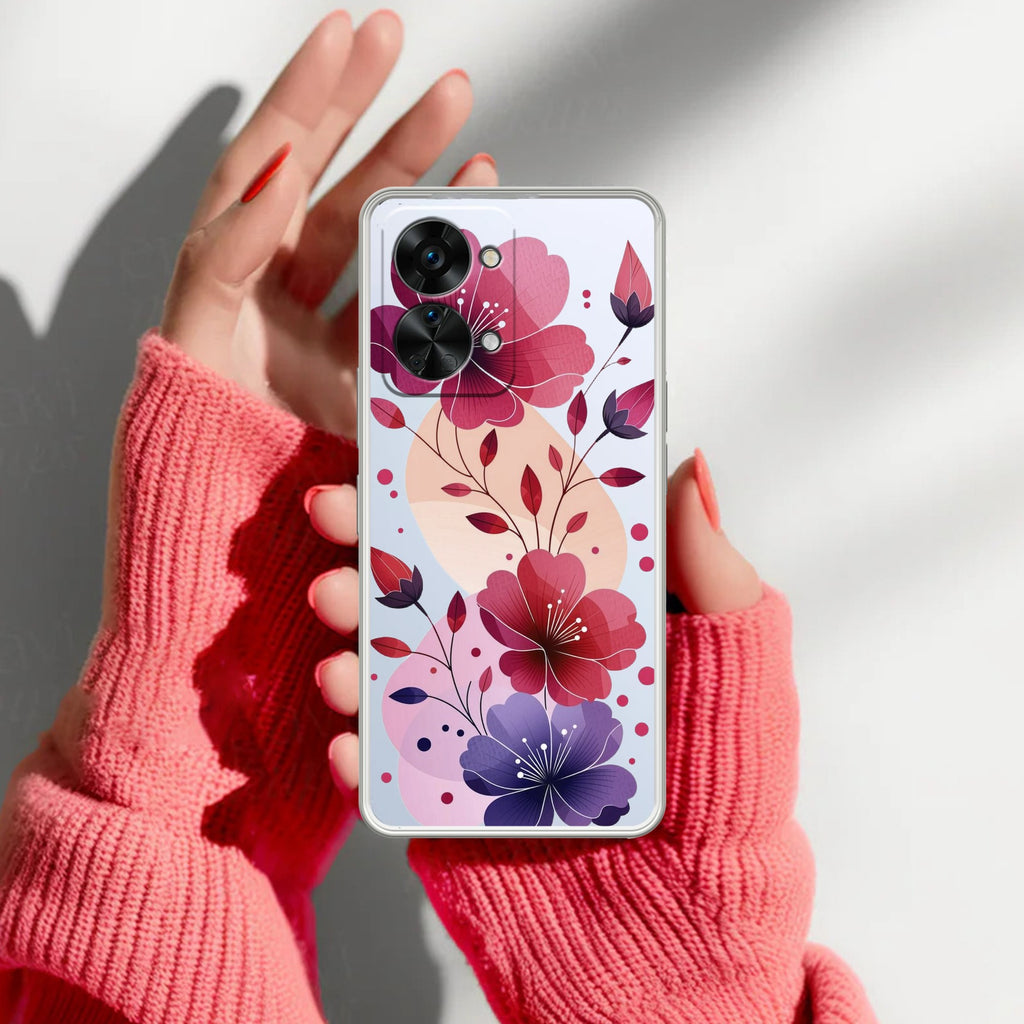 Stunning Floral Transparent Silicon Case For OnePlus Nord 2T 5G