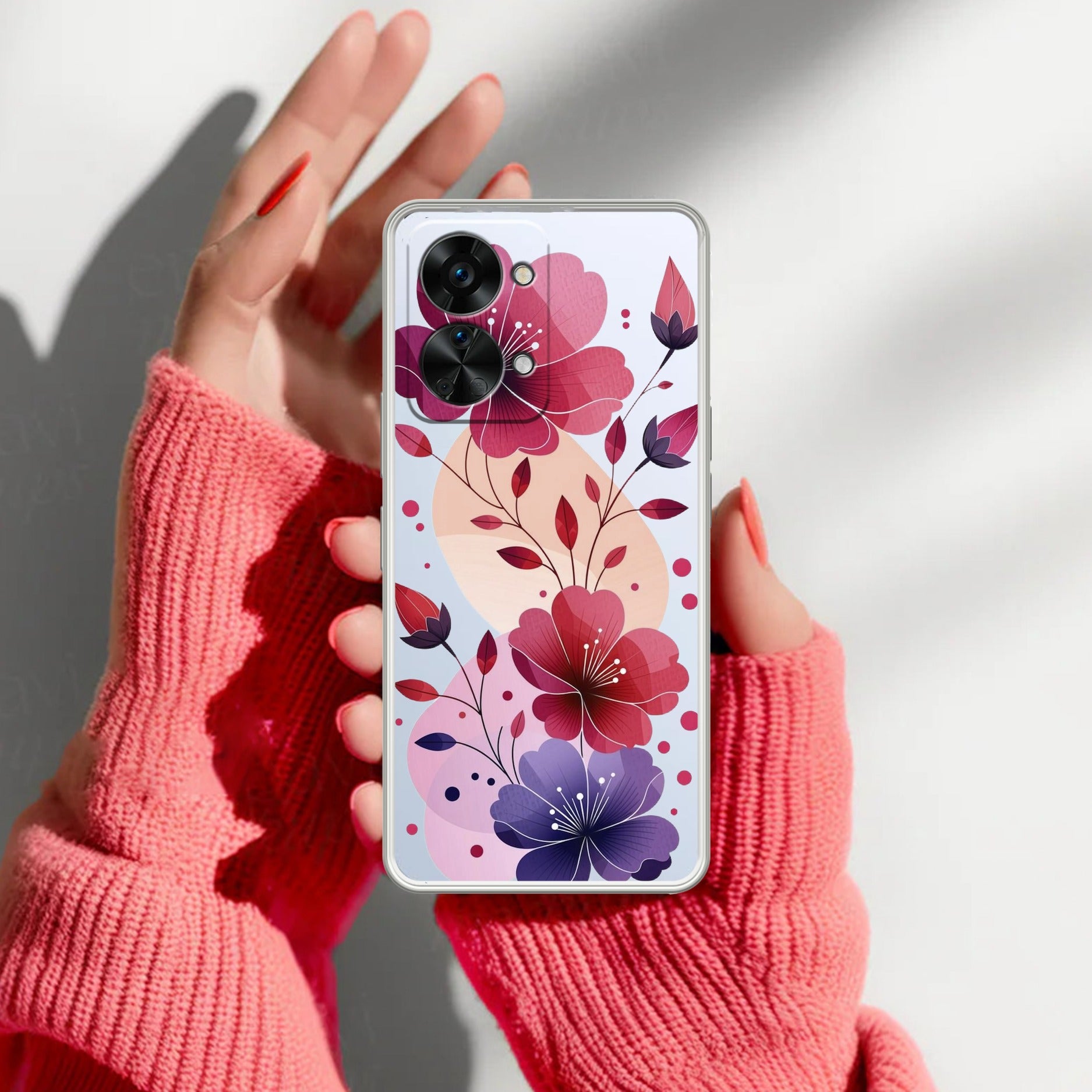 Stunning Floral Transparent Silicon Case For OnePlus Nord 2T 5G