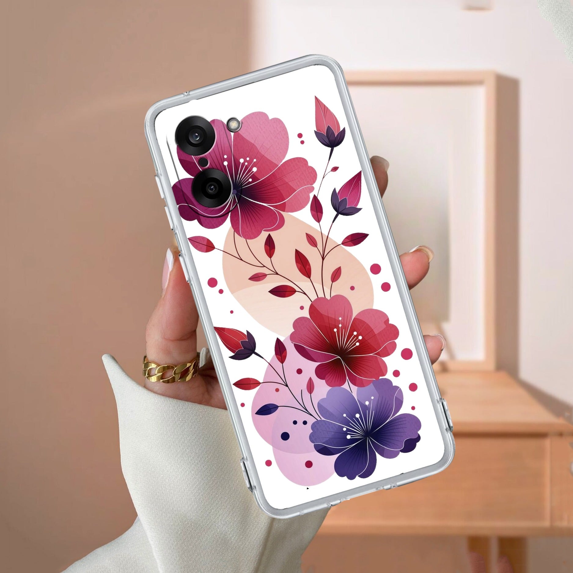 Stunning Floral Transparent Silicon Case For OnePlus Nord 2T 5G