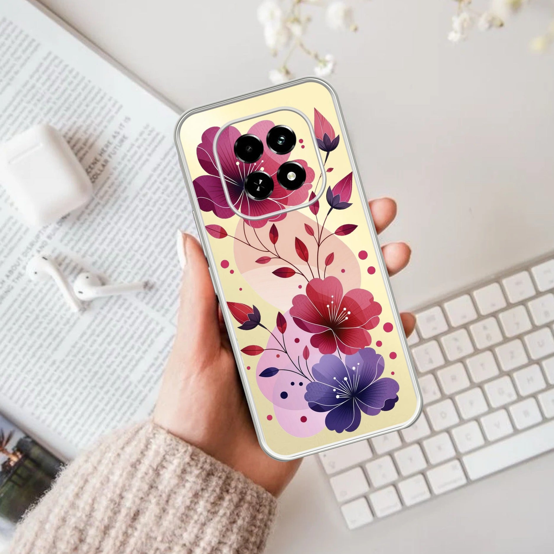 Stunning Floral Transparent Silicon Case For Oppo F29 5G