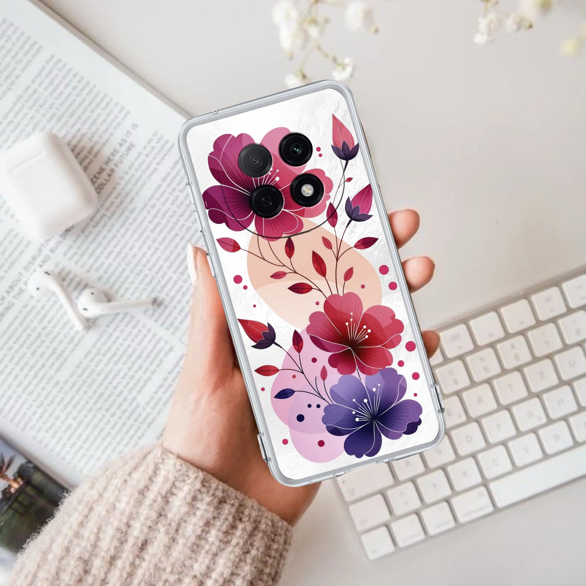 Stunning Floral Transparent Silicon Case For Oppo F29 Pro 5G