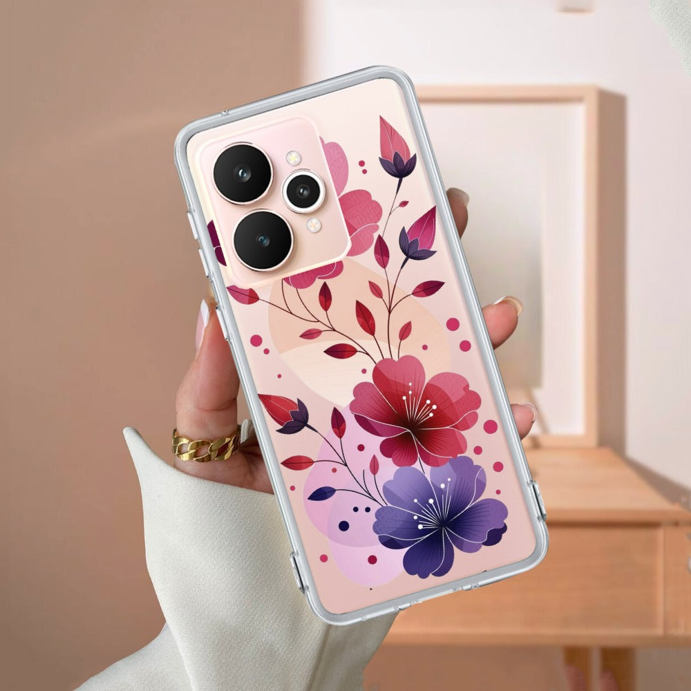 Stunning Floral Transparent Silicon Case For Realme/Narzo