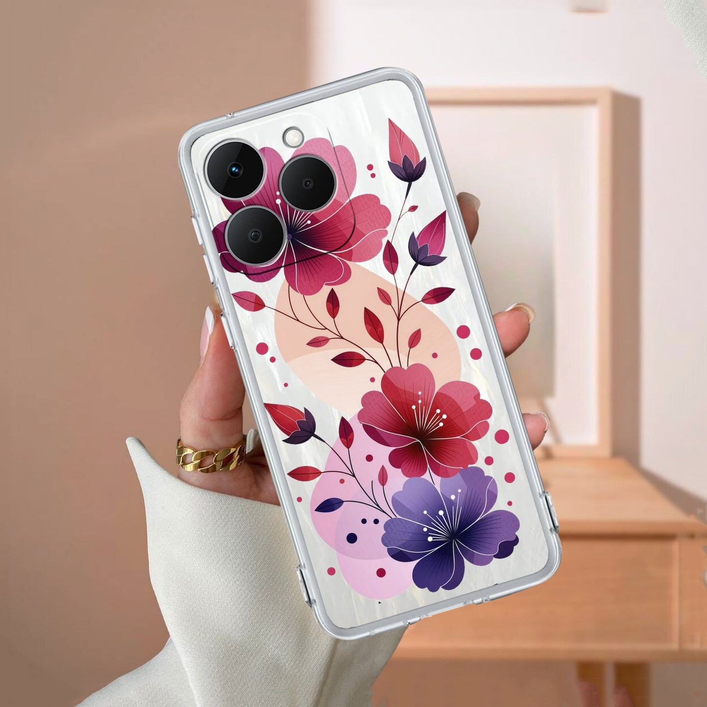 Stunning Floral Transparent Silicon Case For Realme/Narzo