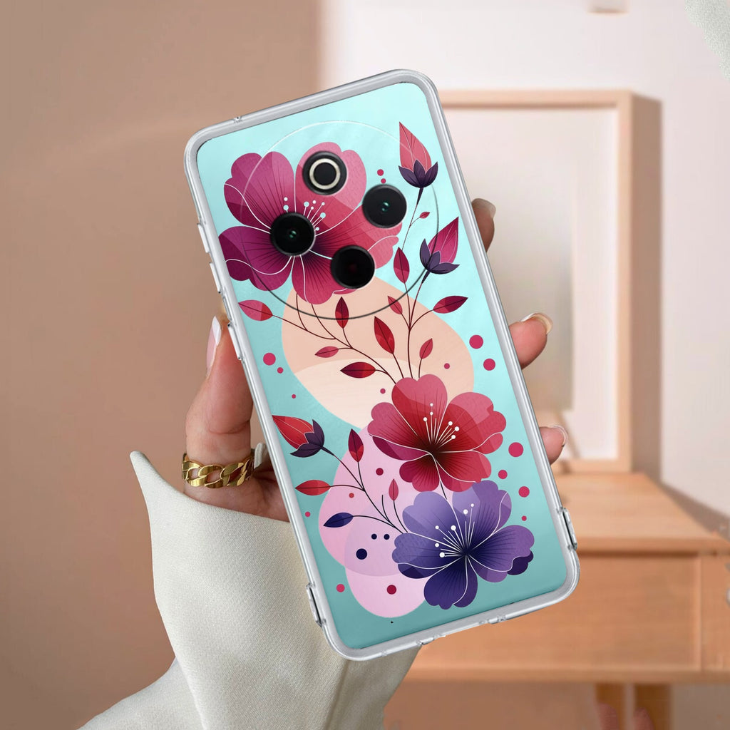 Stunning Floral Transparent Silicon Case For Vivo V30 Pro 5G