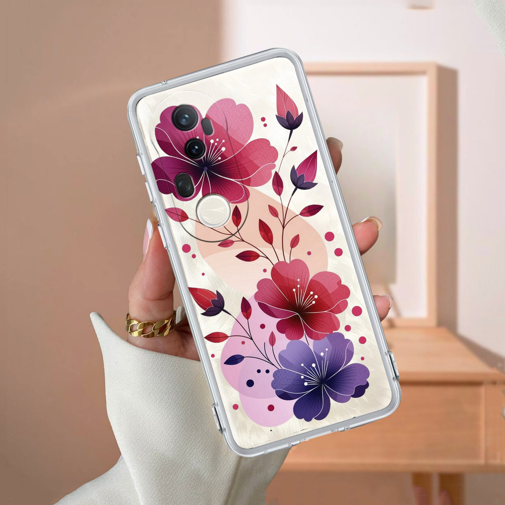 Stunning Floral Transparent Silicon Case For Vivo T2 Pro 5G