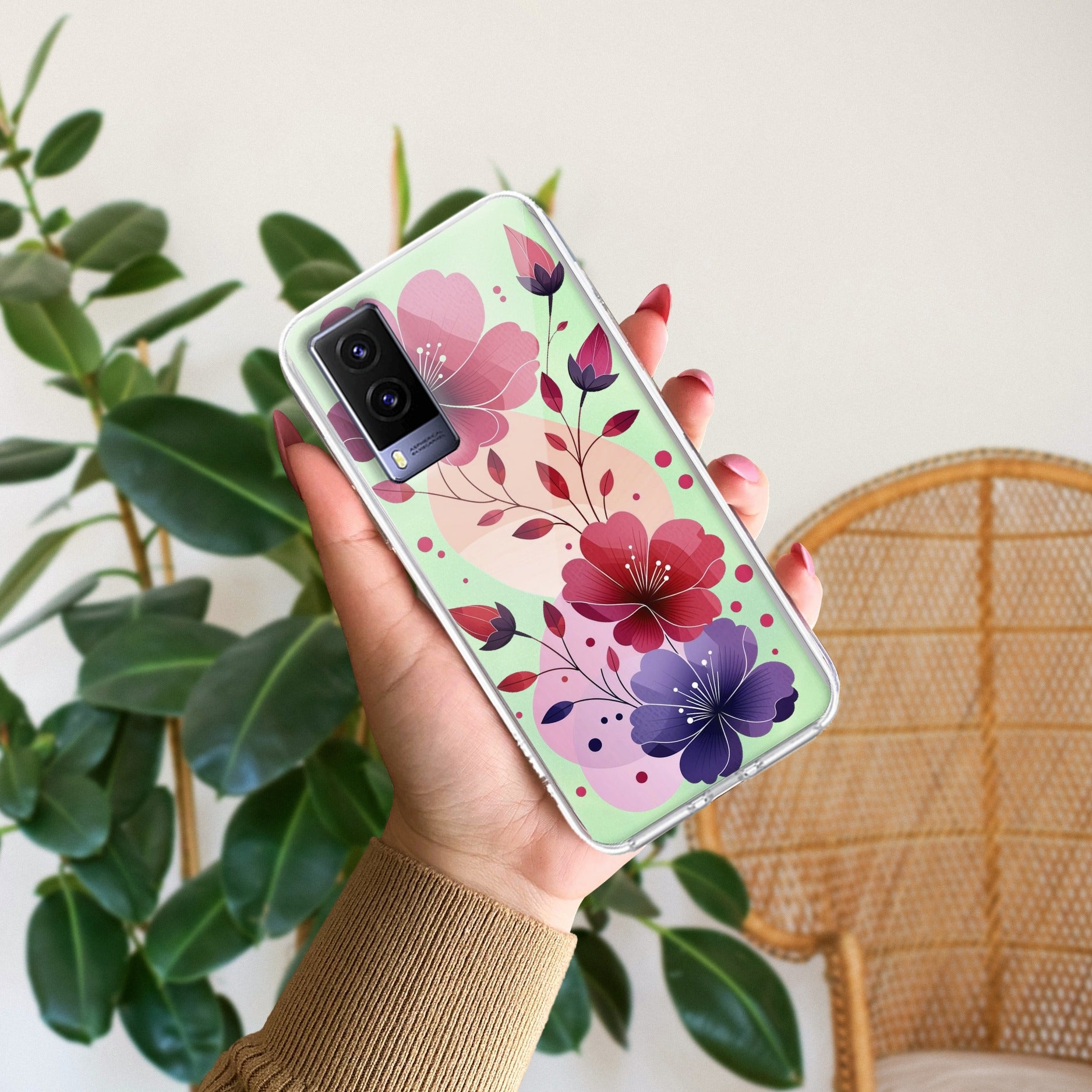 Stunning Floral Transparent Silicon Case For Vivo V21e 5G