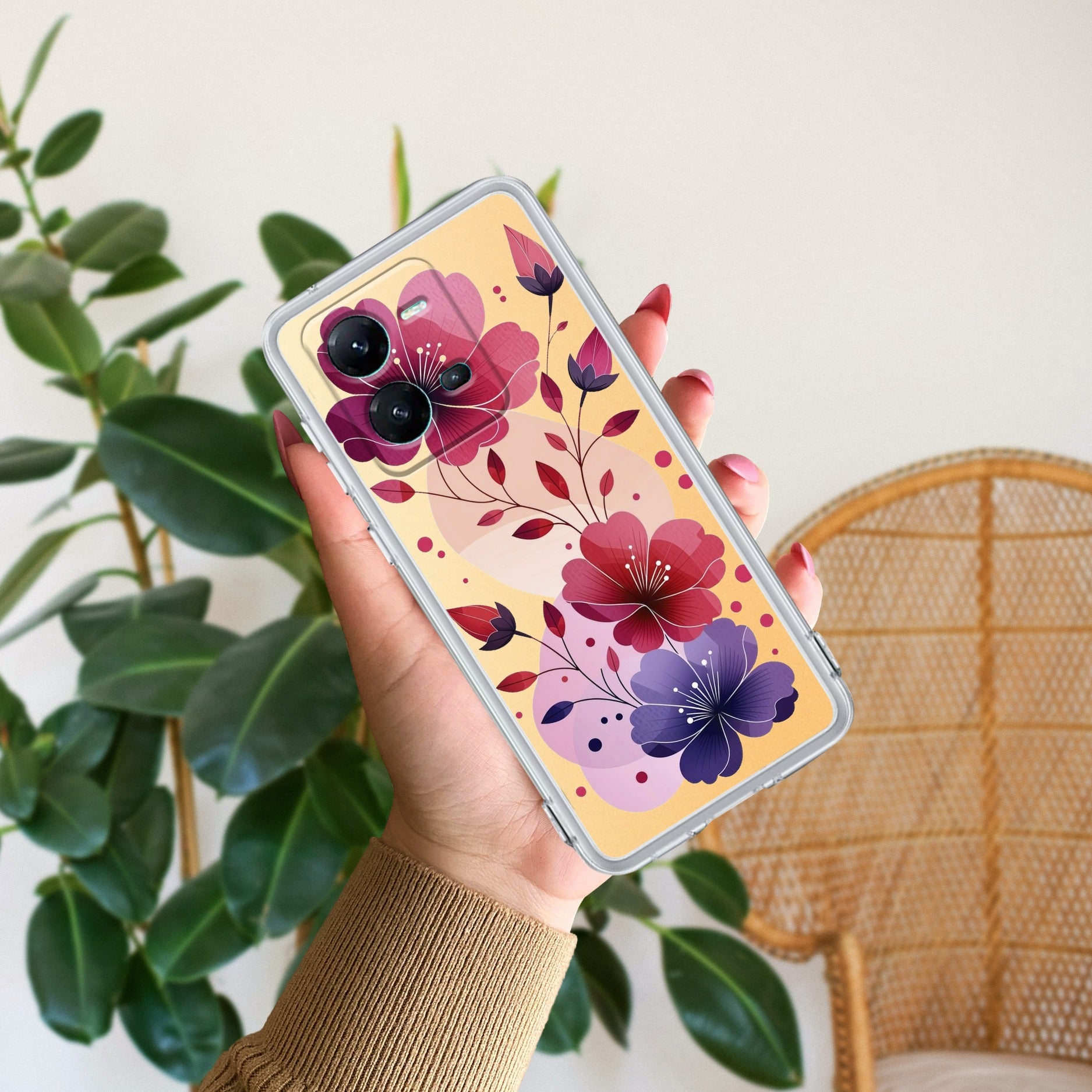 Stunning Floral Transparent Silicon Case For Vivo V25