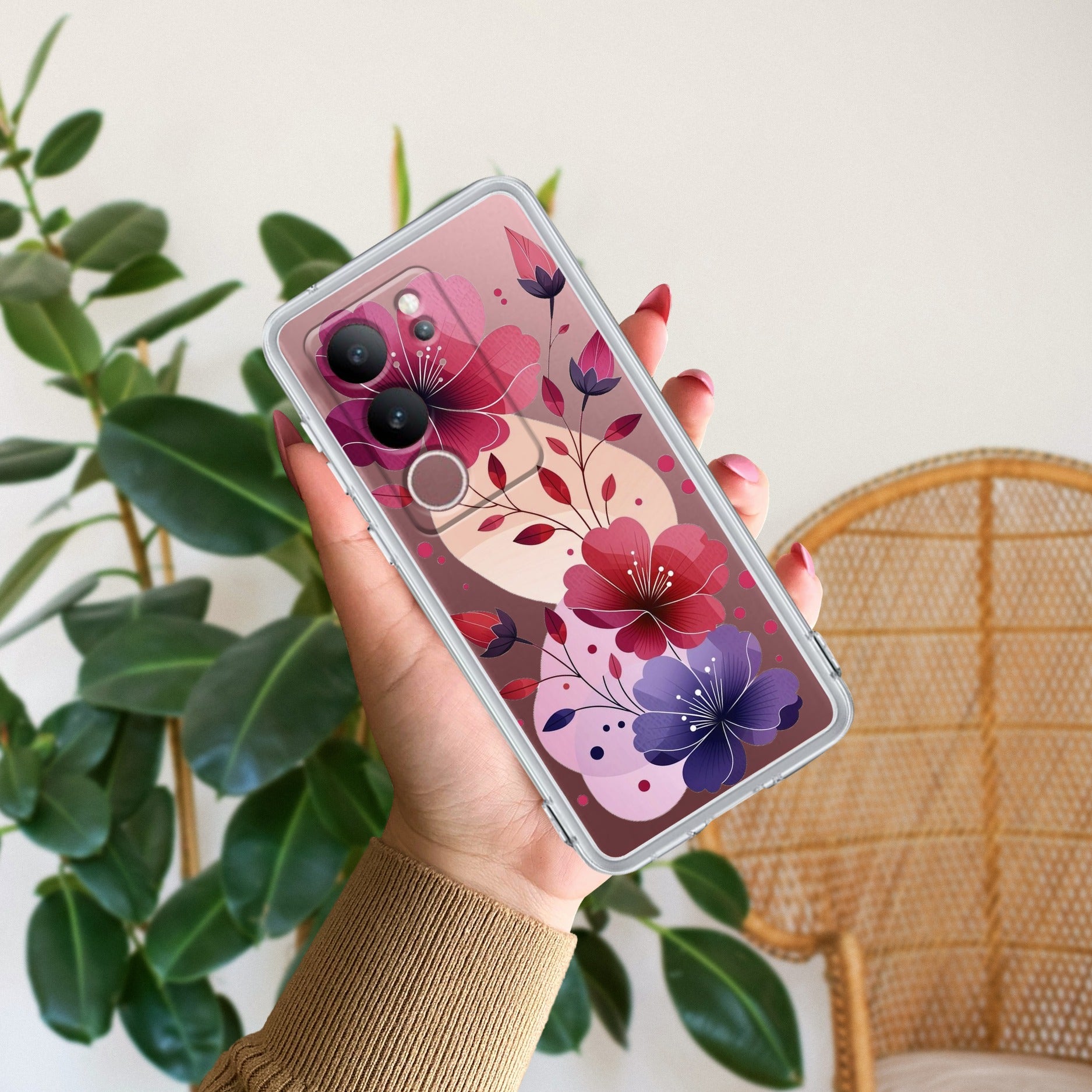 Stunning Floral Transparent Silicon Case For Vivo V29 5G